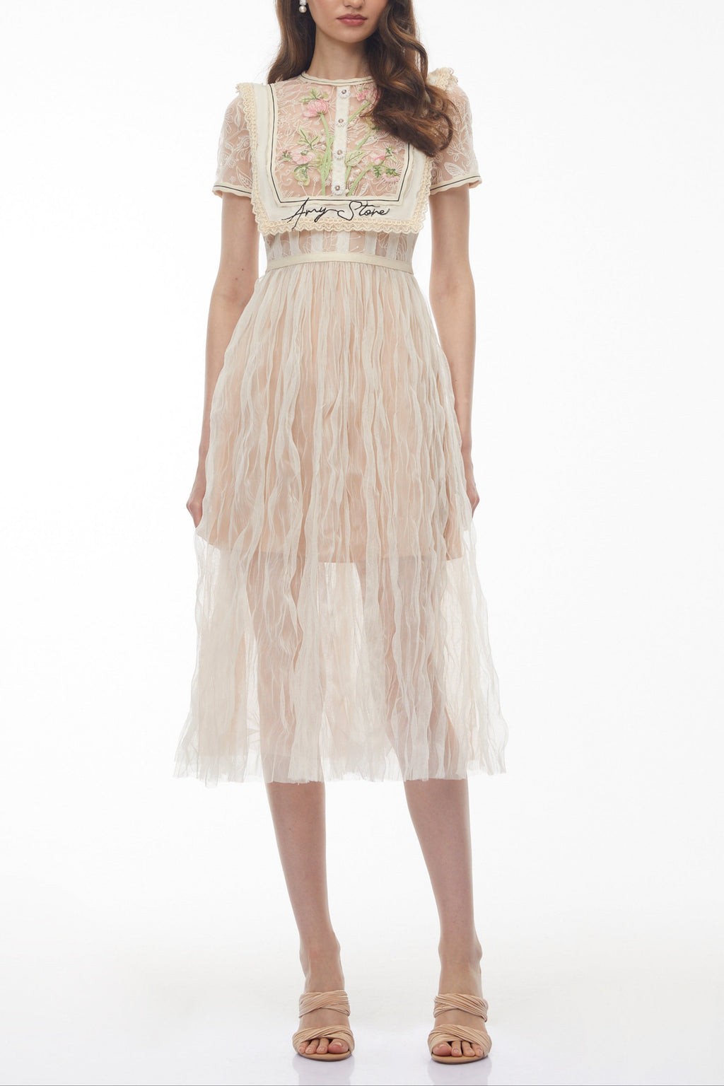 Wendy White Floral Embroidered Maxi Dress Avalabel