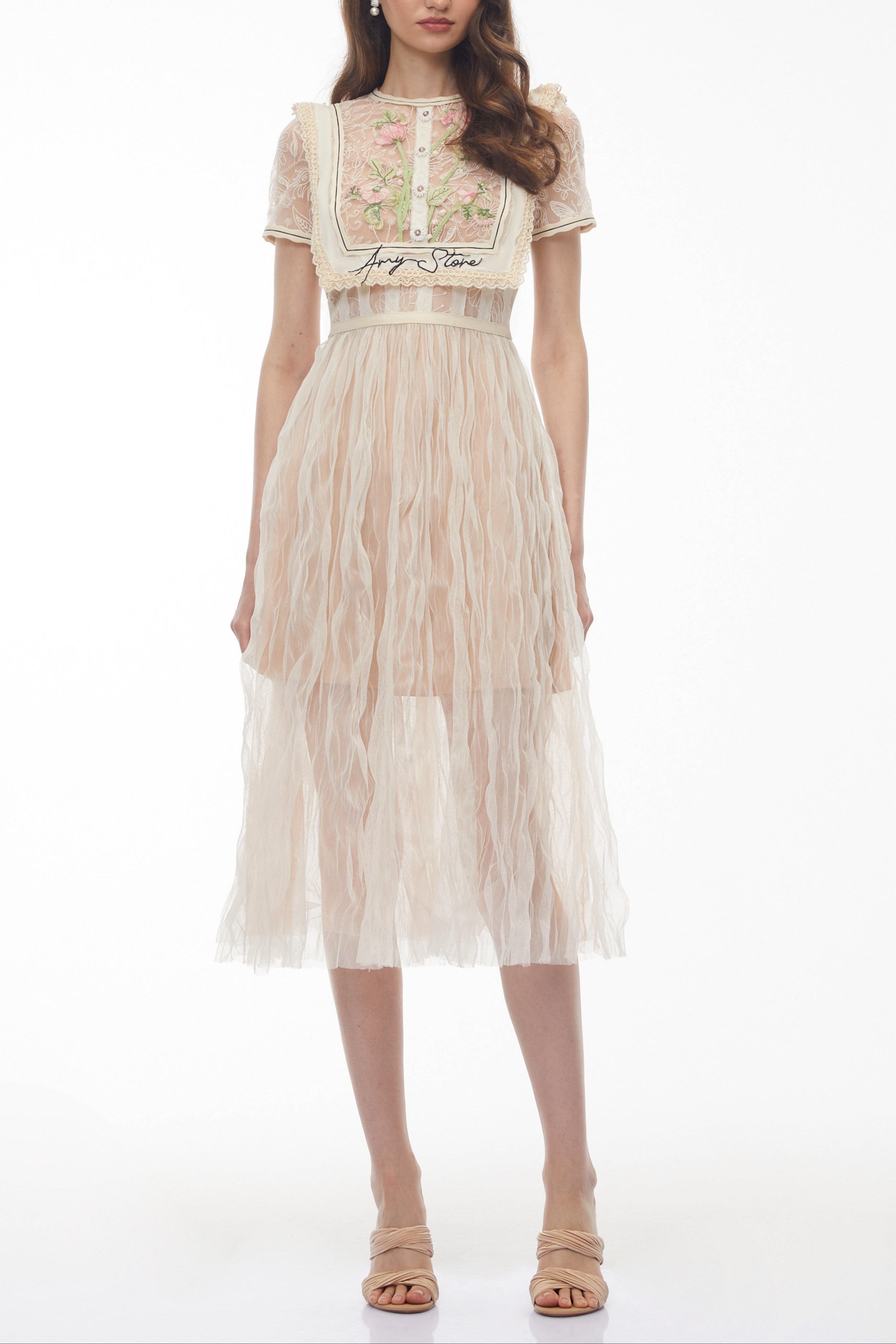 Wendy White Floral Embroidered Maxi Dress Avalabel