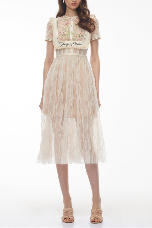 Wendy White Floral Embroidered Maxi Dress Avalabel