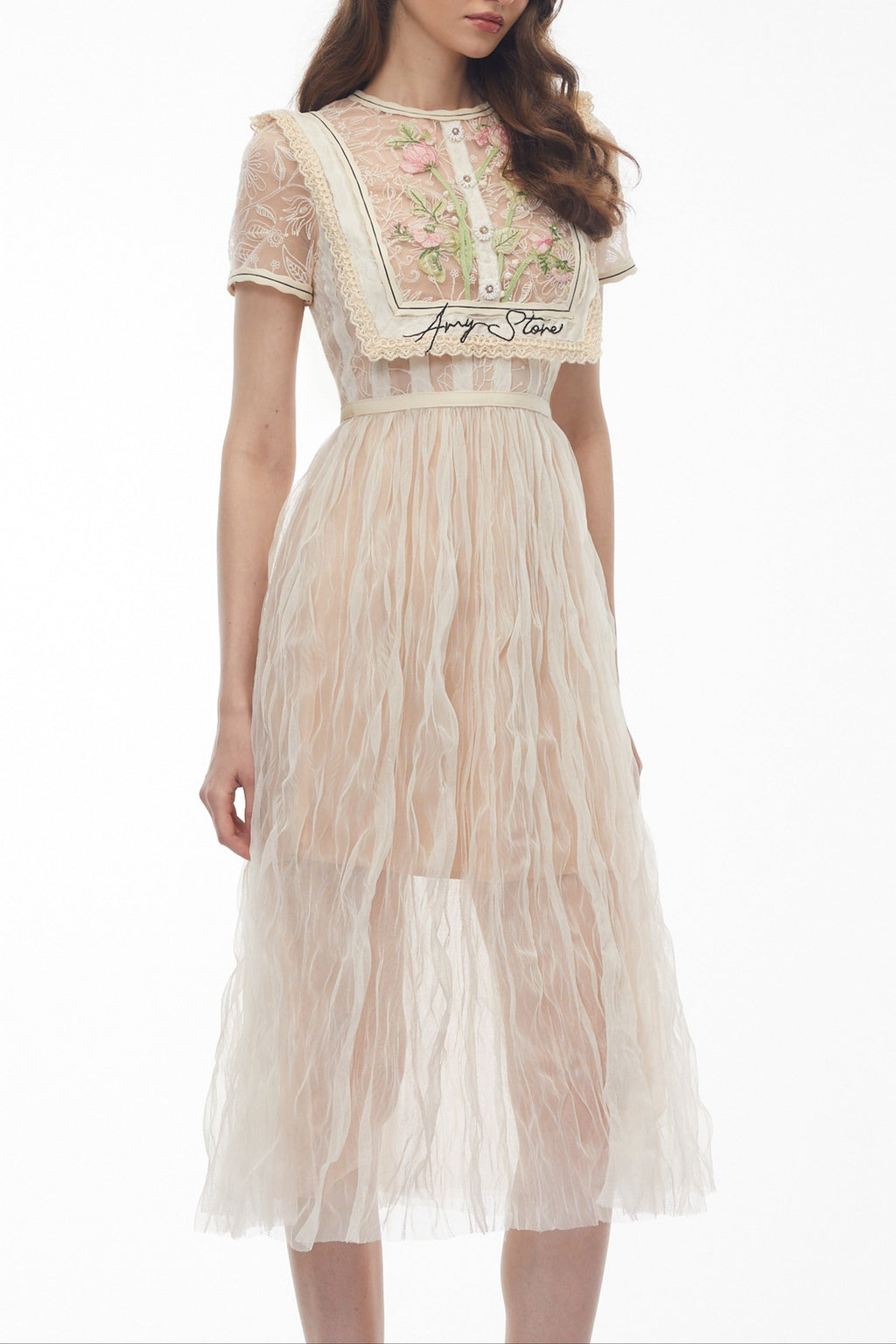 Wendy White Floral Embroidered Maxi Dress Avalabel