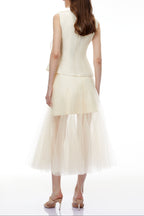 Karima Neutral 3D Petal Top & Skirt Set Avalabel