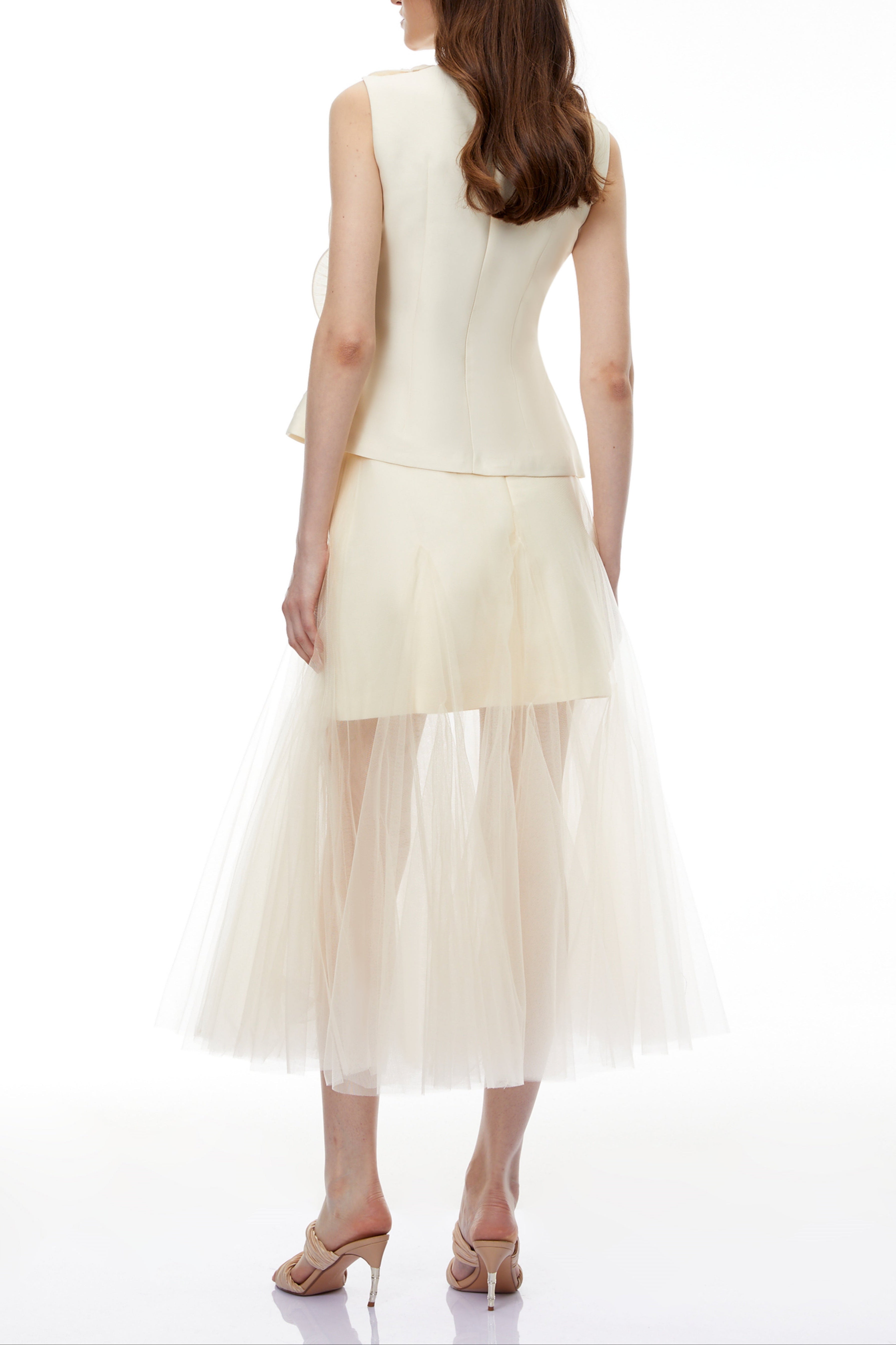 Karima Neutral 3D Petal Top & Skirt Set Avalabel