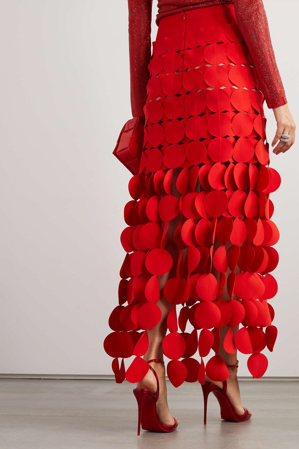 Katelyn Fringe Midi Skirt - Red Avalabel
