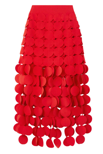 Katelyn Fringe Midi Skirt - Red Avalabel