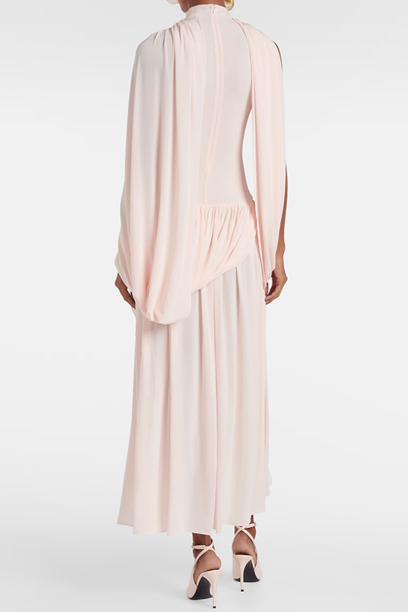 Asymmetric Cape Draped Midi Dress Avalabel