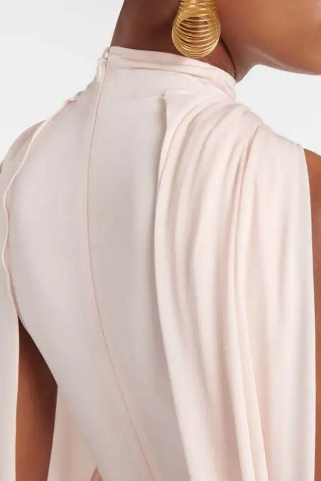Asymmetric Cape Draped Midi Dress Avalabel