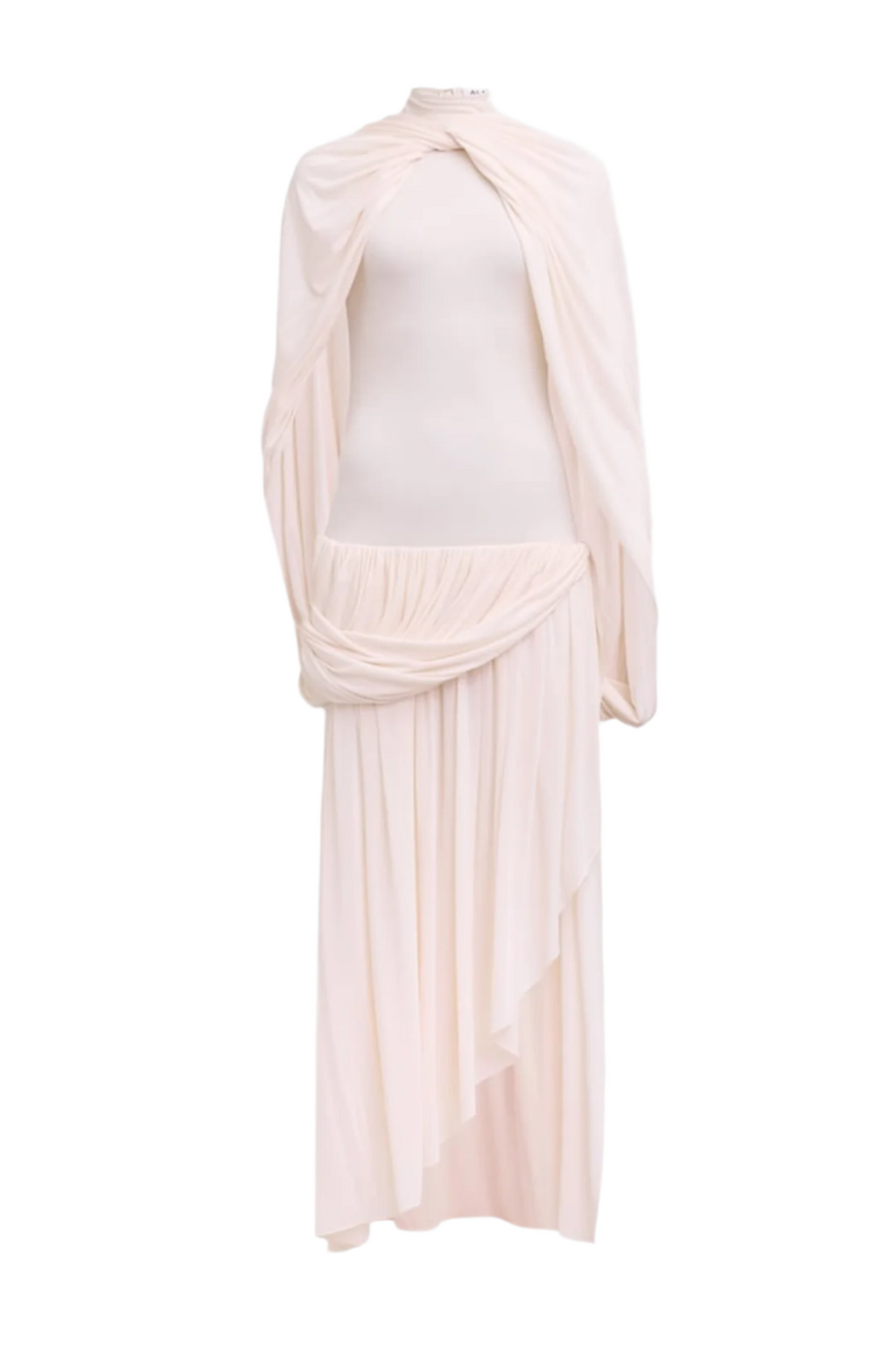 Asymmetric Cape Draped Midi Dress Avalabel