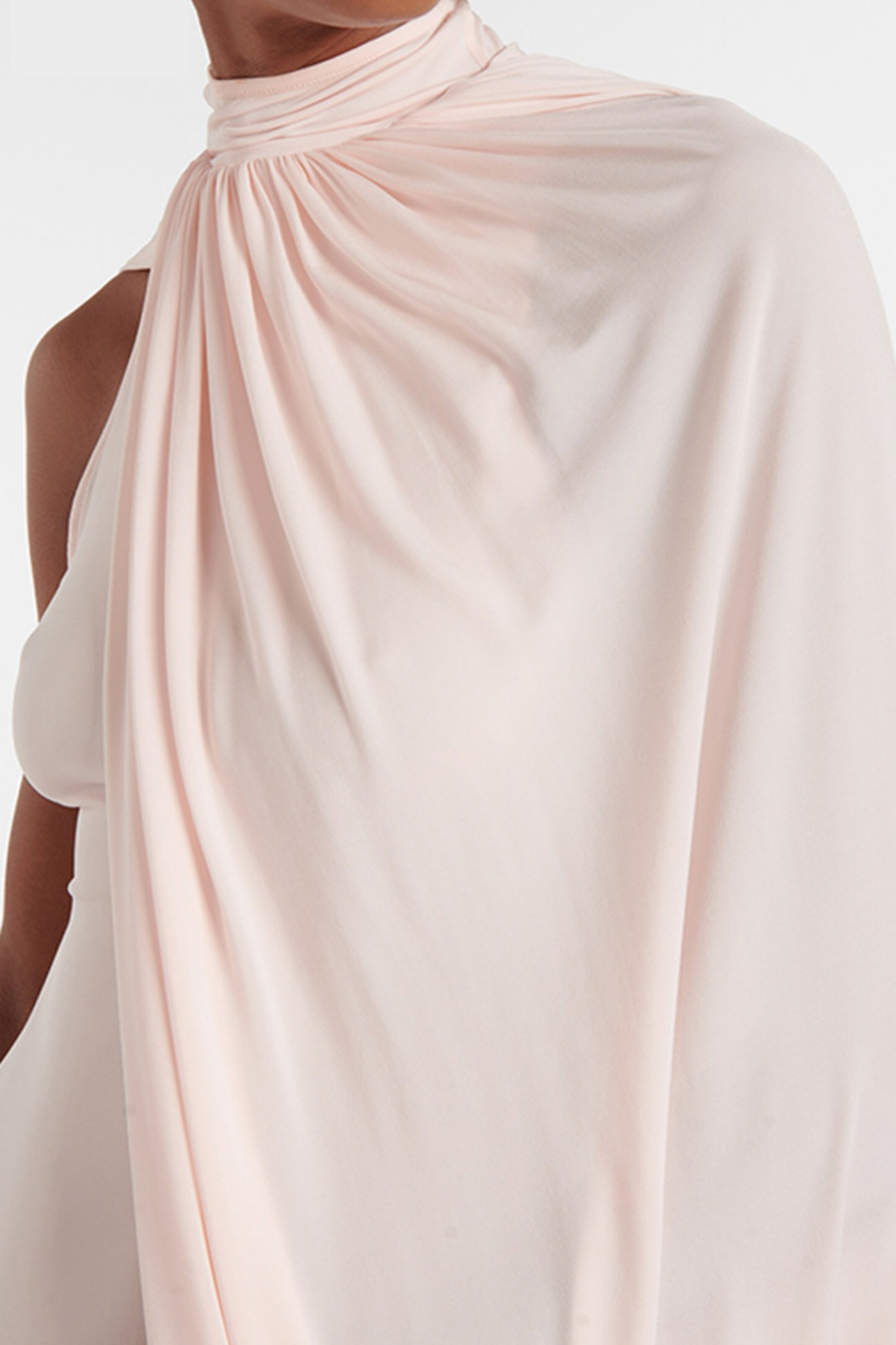 Asymmetric Cape Draped Midi Dress Avalabel