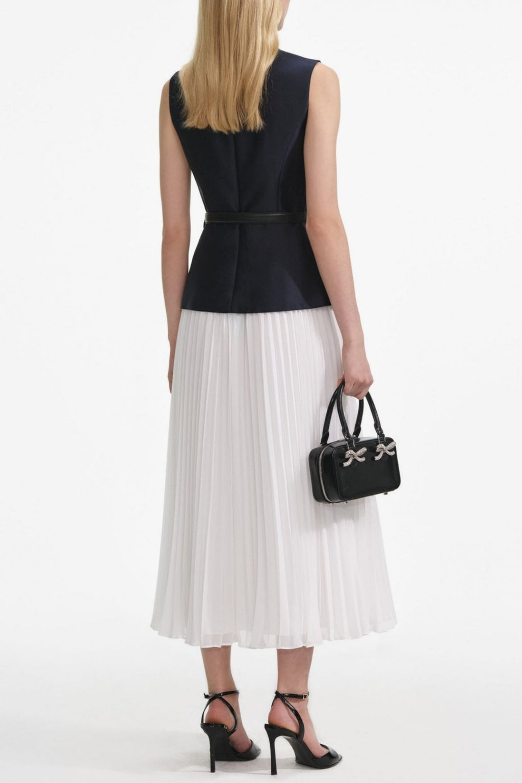 Sleeveless Belted Chiffon Midi Dress Avalabel