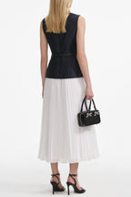 Sleeveless Belted Chiffon Midi Dress Avalabel