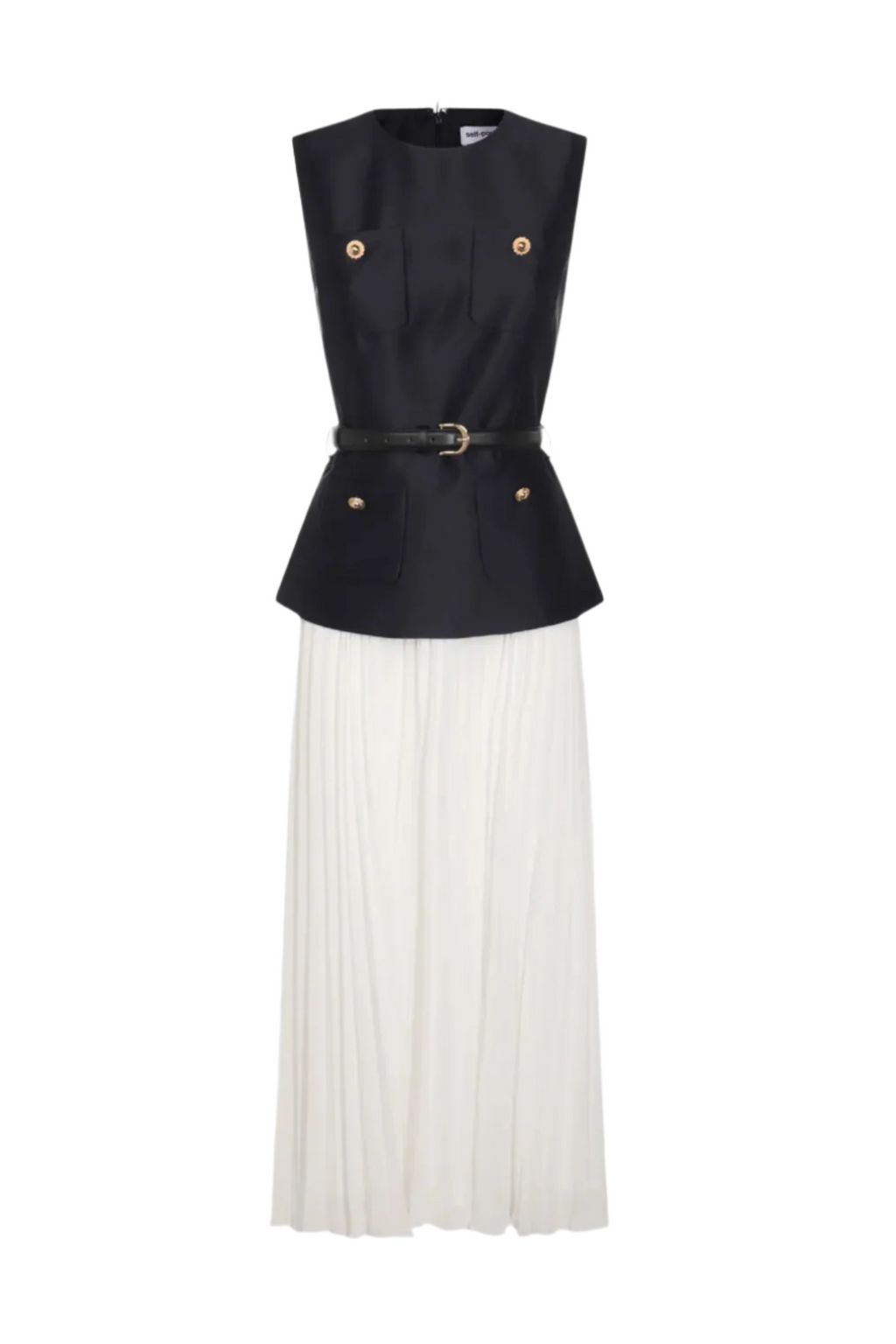 Sleeveless Belted Chiffon Midi Dress Avalabel