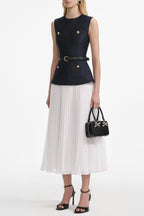 Sleeveless Belted Chiffon Midi Dress Avalabel