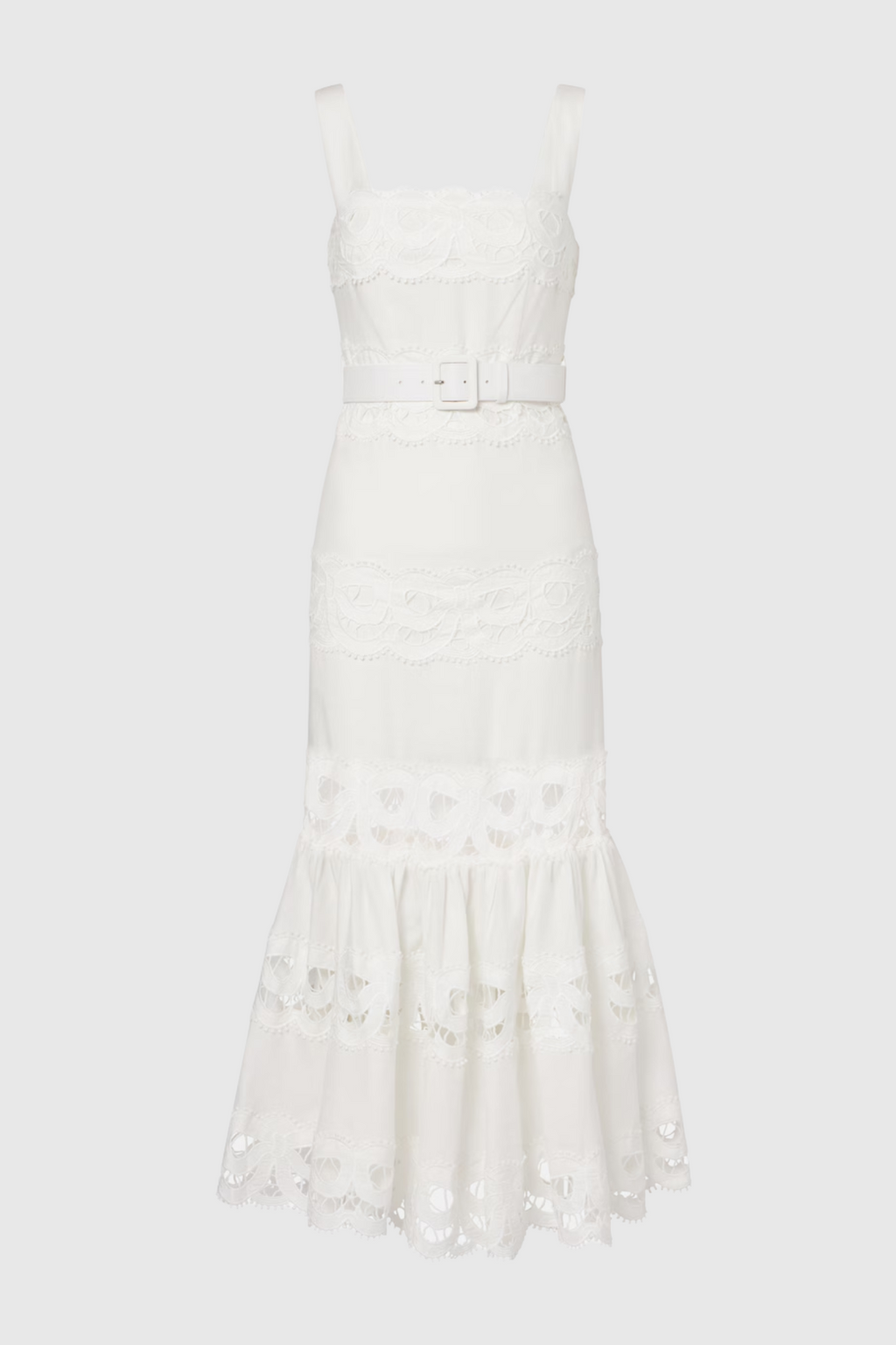 Keane Lace Insert Belted Midi Dress Avalabel