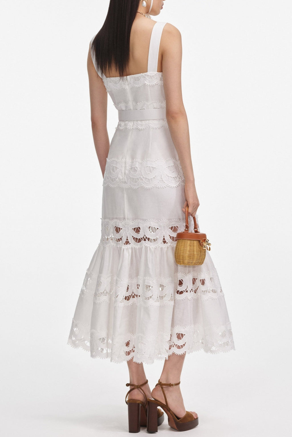 Keane Lace Insert Belted Midi Dress Avalabel