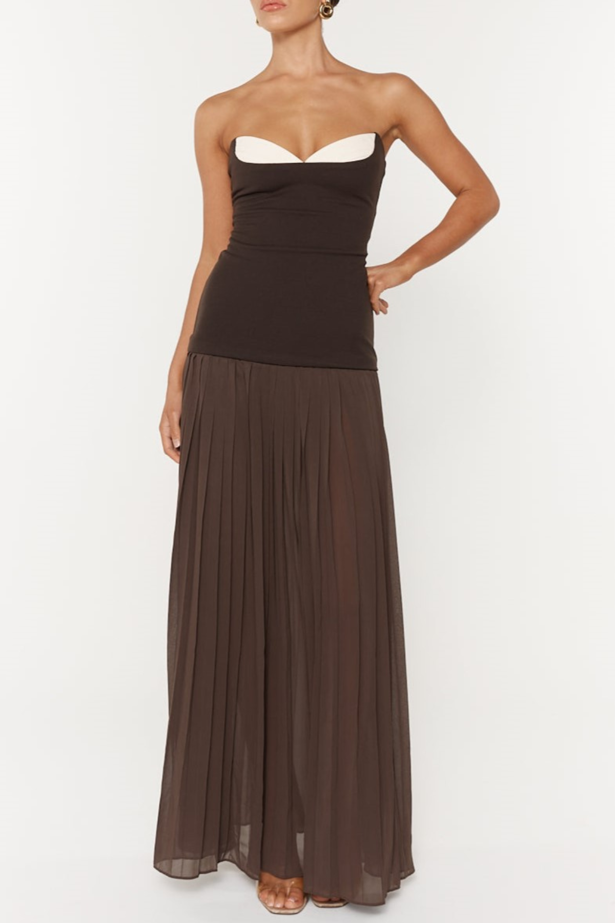 margueriteStrapless Pleated Maxi Dress Avalabel