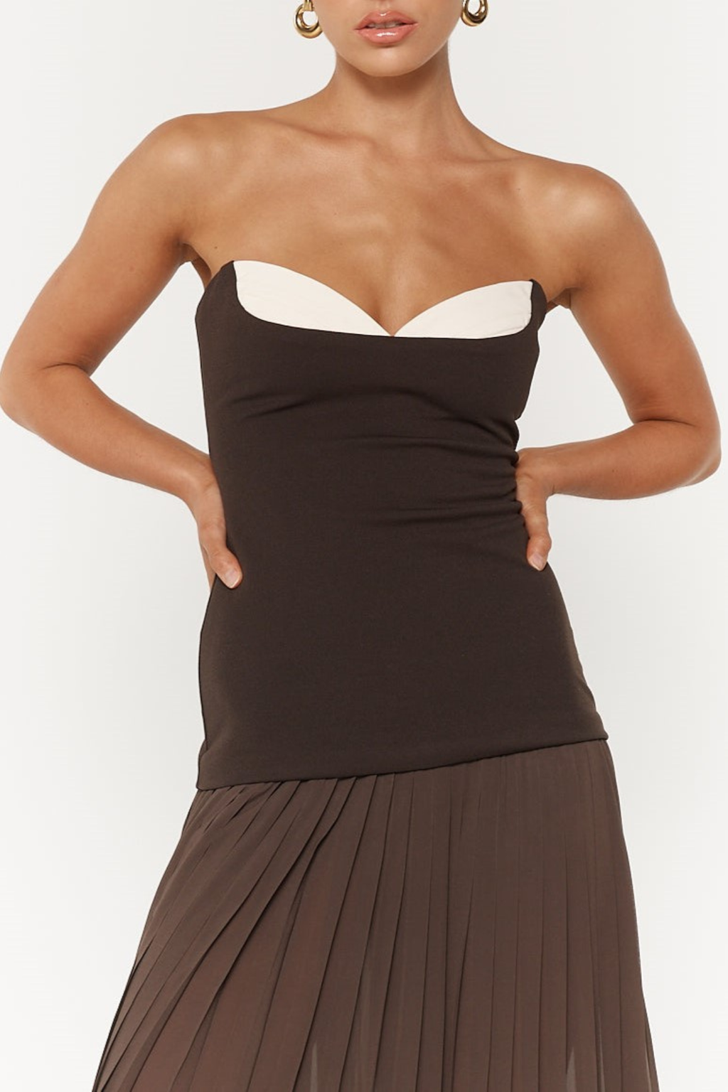 margueriteStrapless Pleated Maxi Dress Avalabel