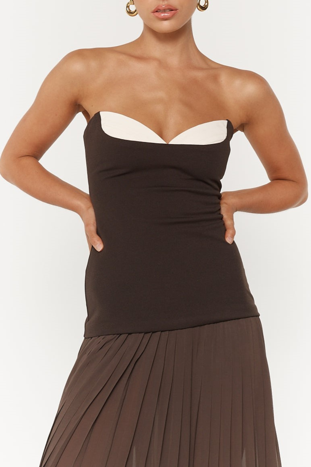 margueriteStrapless Pleated Maxi Dress Avalabel