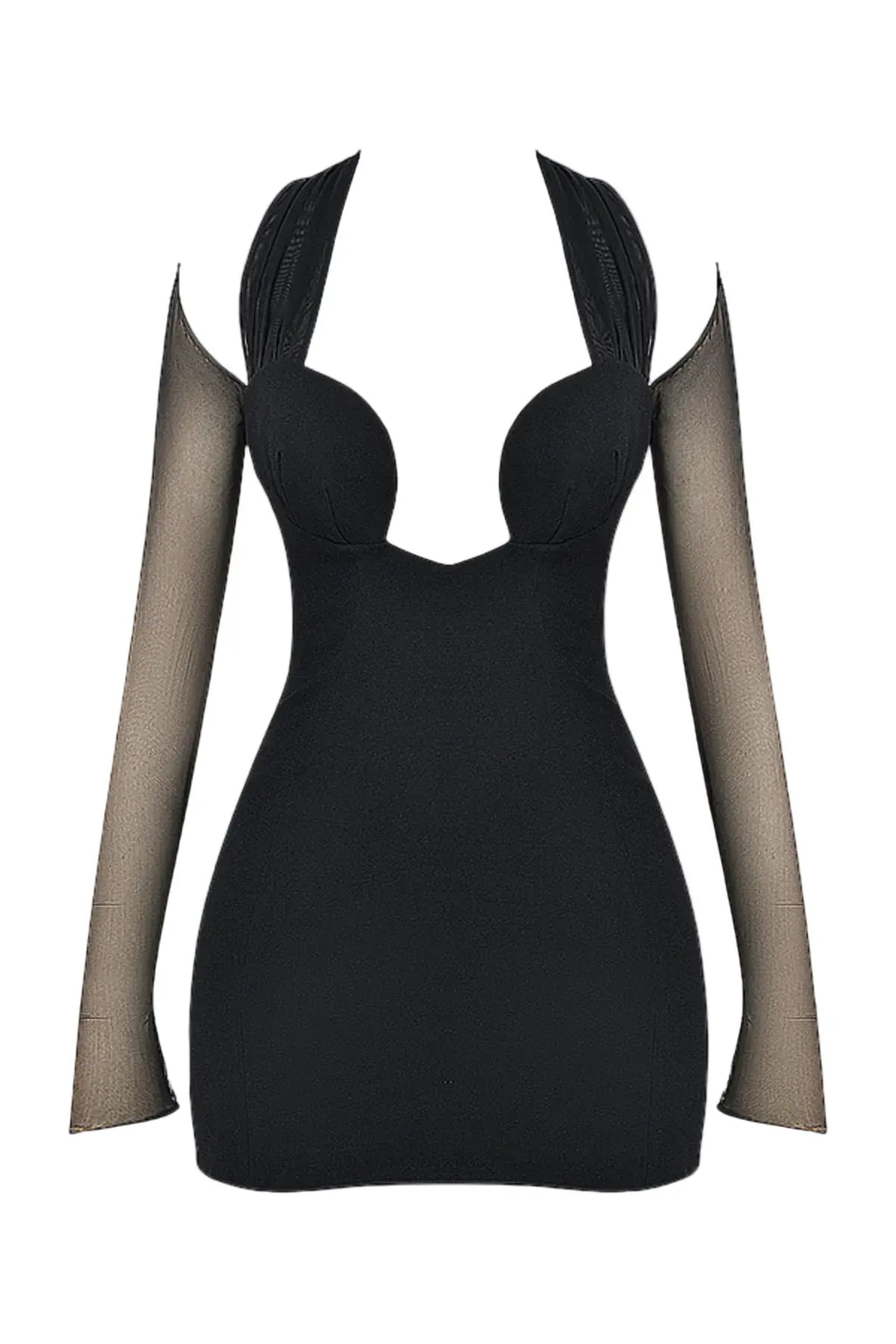 Kieran Halter Plunge Mesh Mini Dress Avalabel
