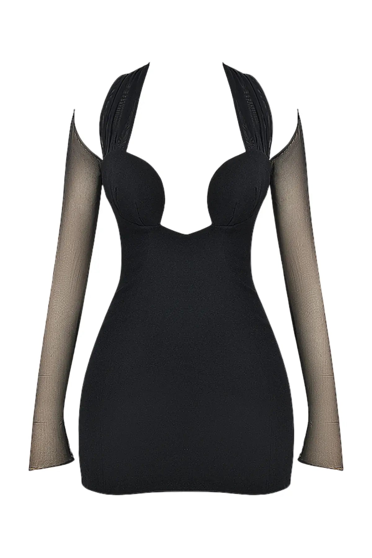 Kieran Halter Plunge Mesh Mini Dress Avalabel