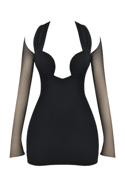Kieran Halter Plunge Mesh Mini Dress