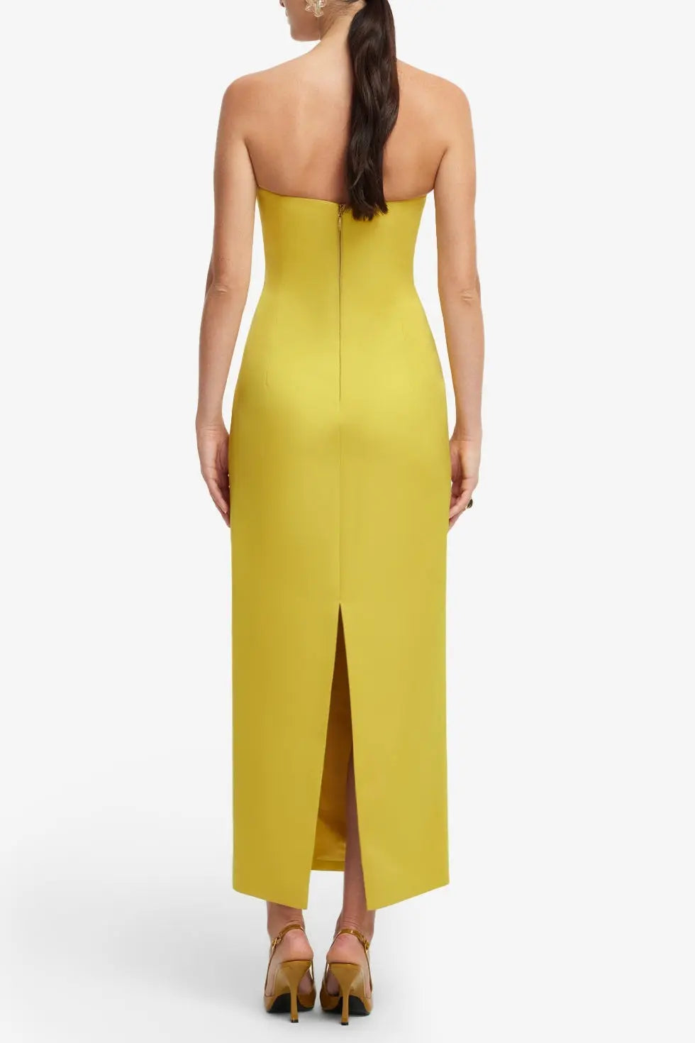 heloise Appliqué Floral Bustier Maxi Dress in yellow Avalabel