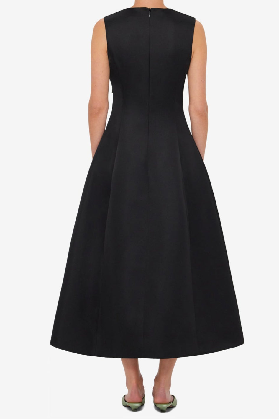 Kate Floral Print Embellished Sleeveless Midi Dress in Black Avalabel