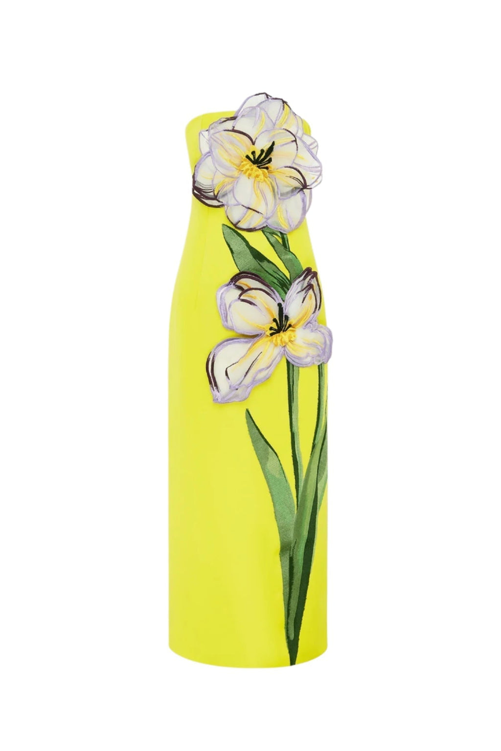 Suzanne Appliqué Floral Bustier Maxi Dress in Yellow Avalabel
