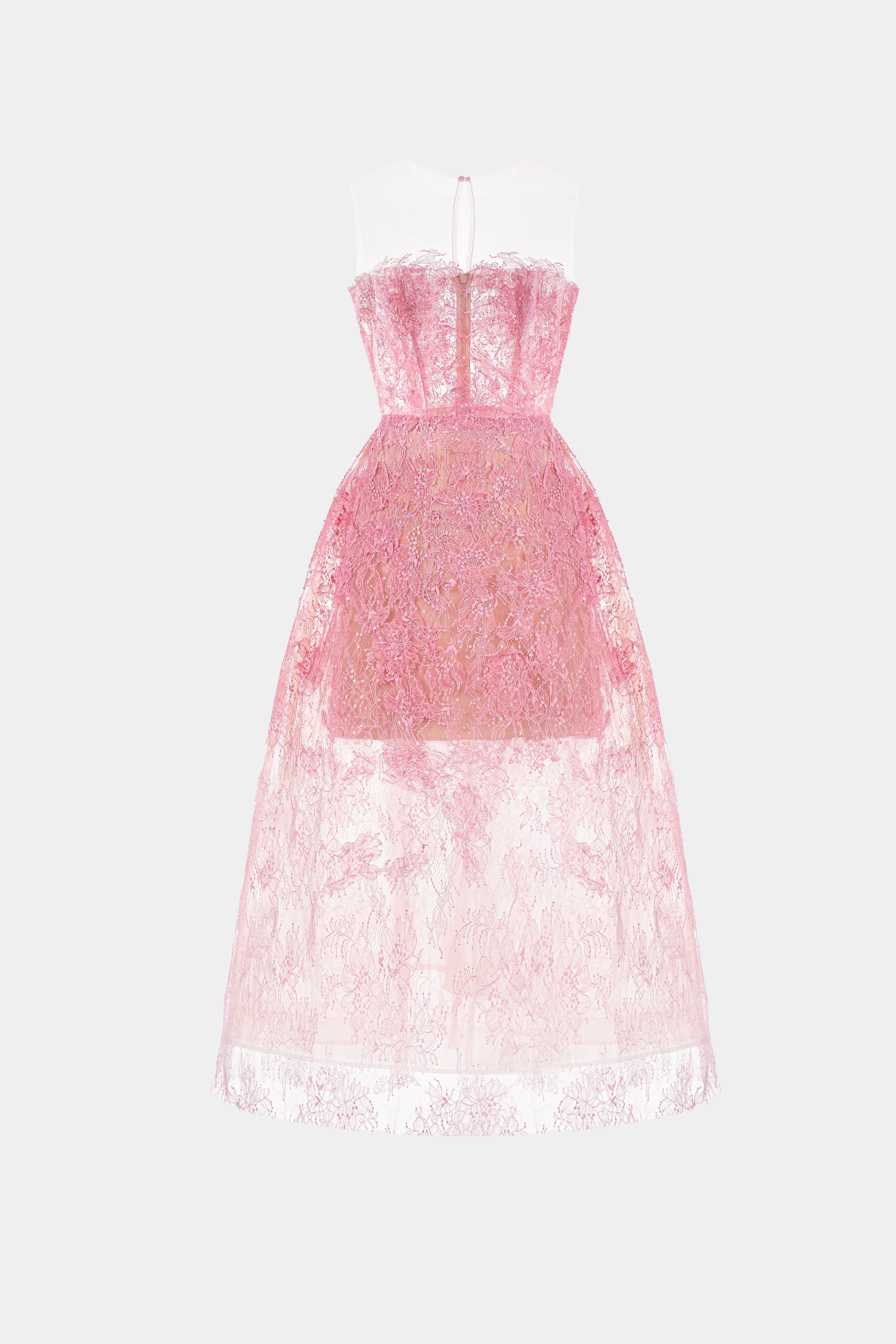 Pink Beaded Lace Dress Avalabel