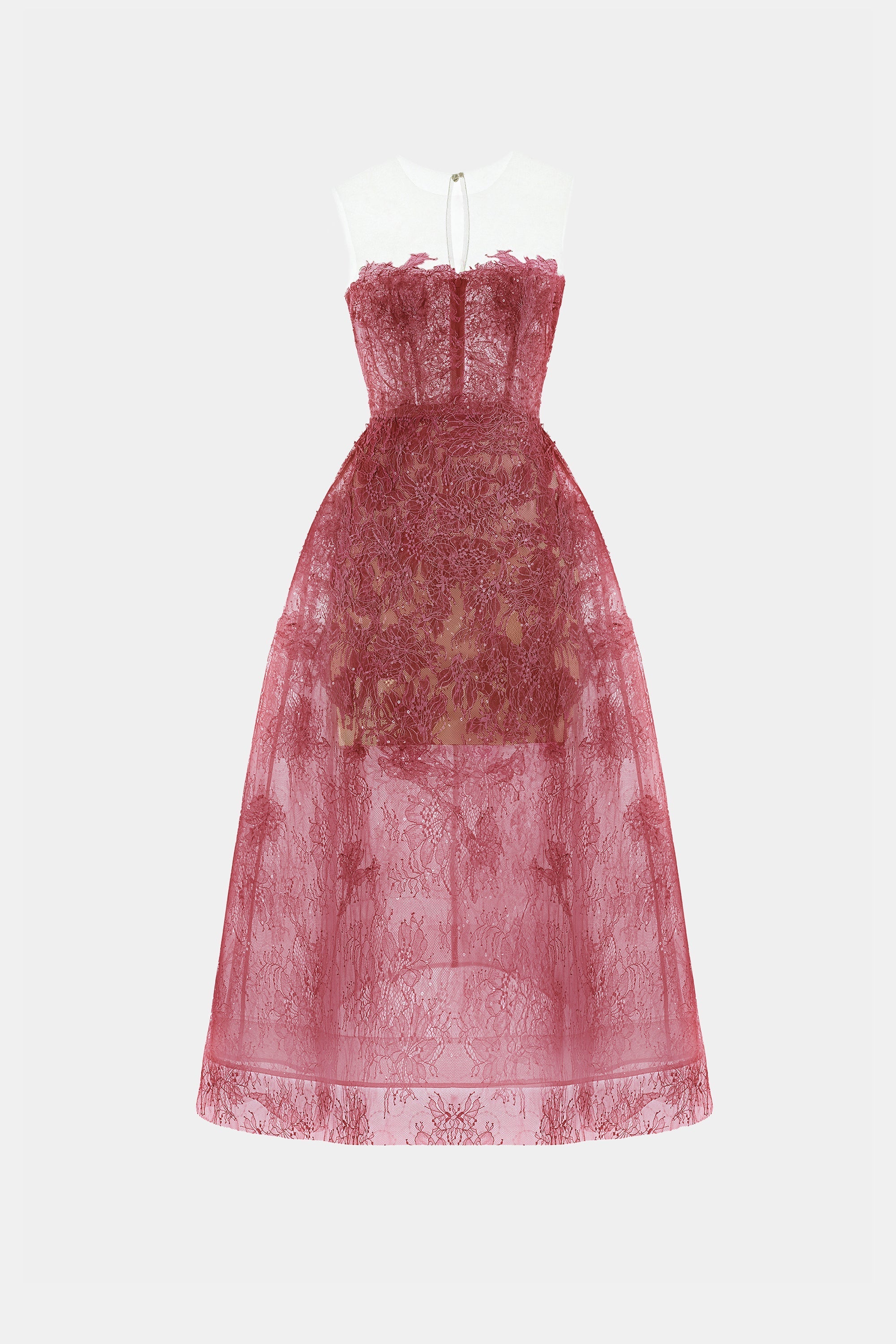 Red Beaded Lace Dress Avalabel