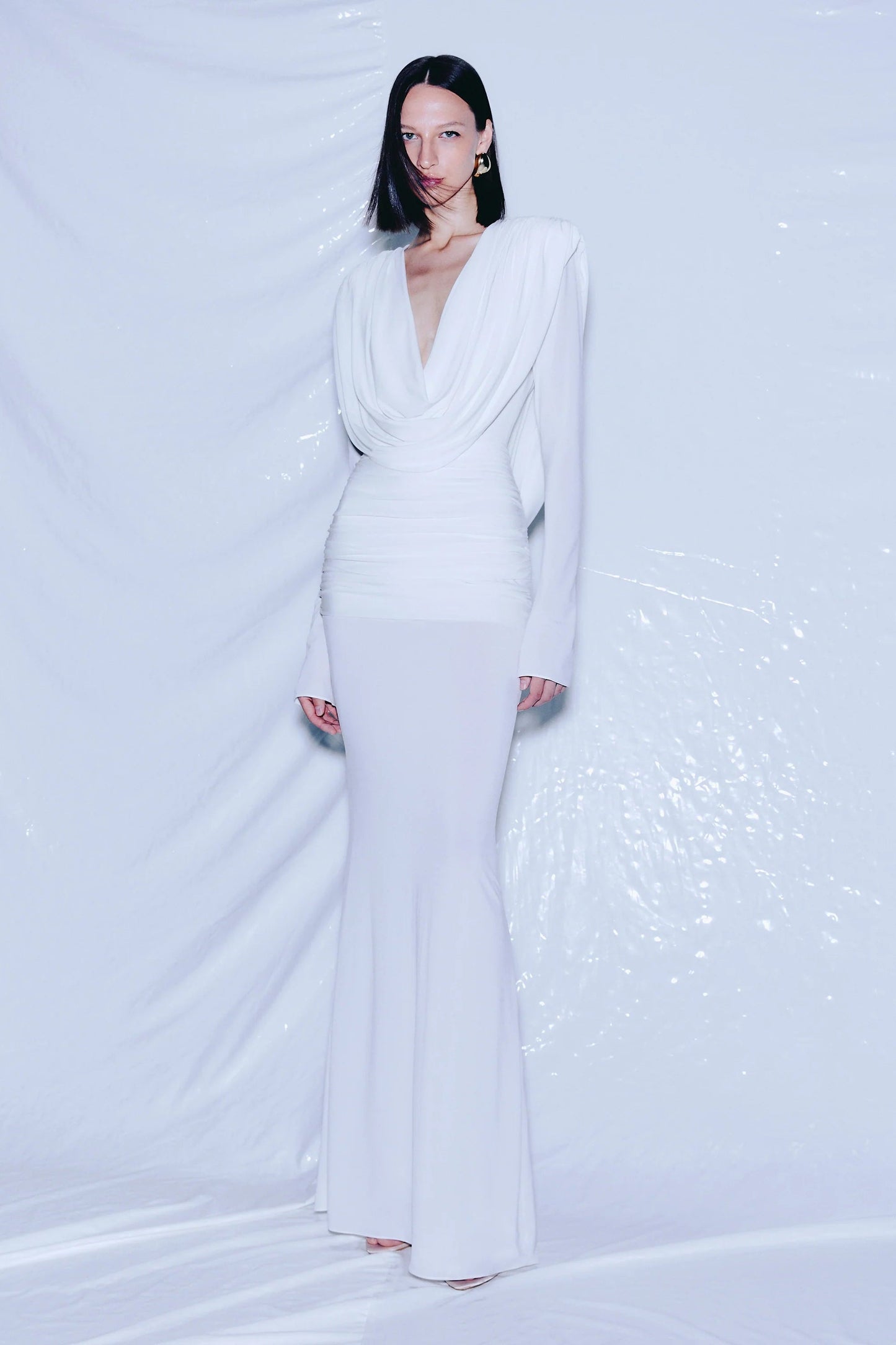 Linus V-neck Draped Backless Maxi Dress