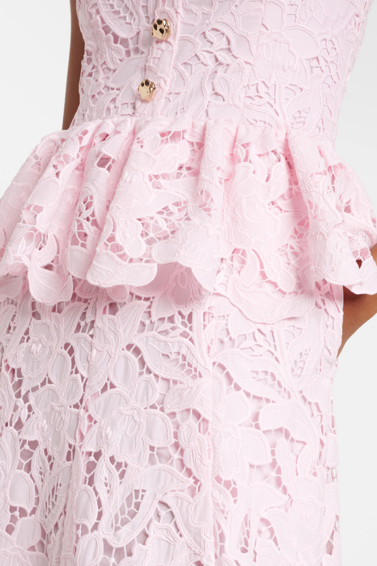 Pink Lace Peplum Midi Dress Avalabel