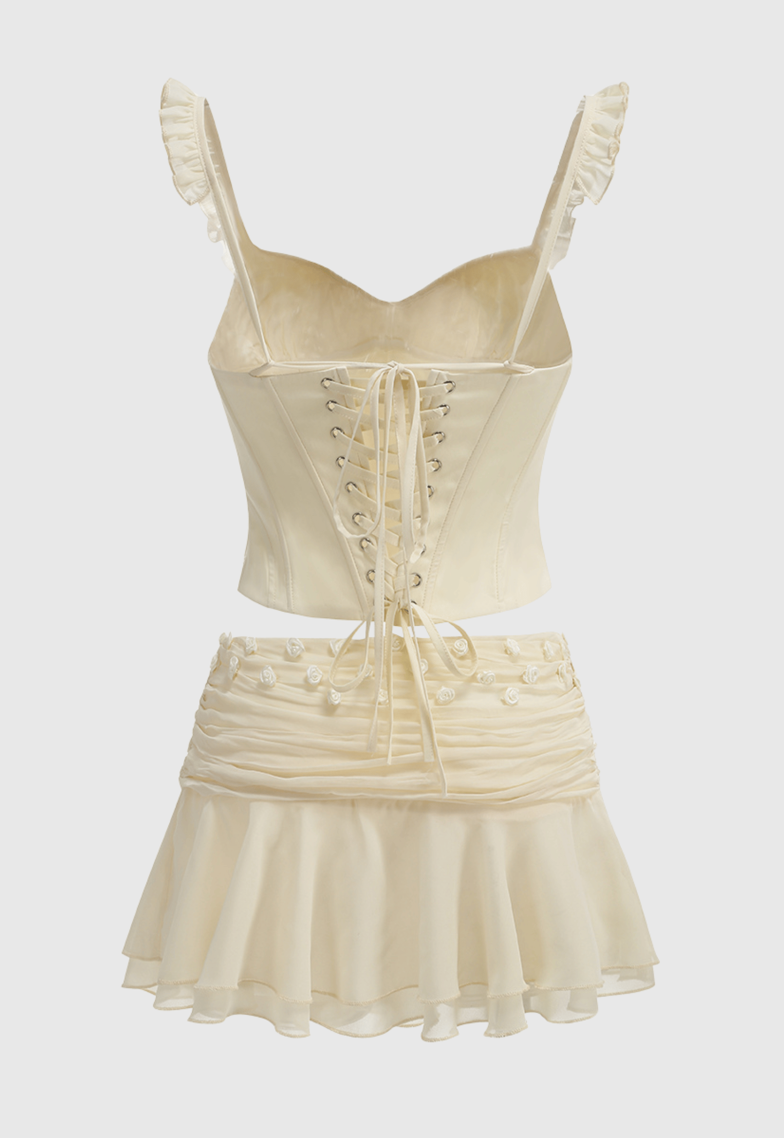 Lagina Corset Lace Up Ruffle Skirt Set Avalabel