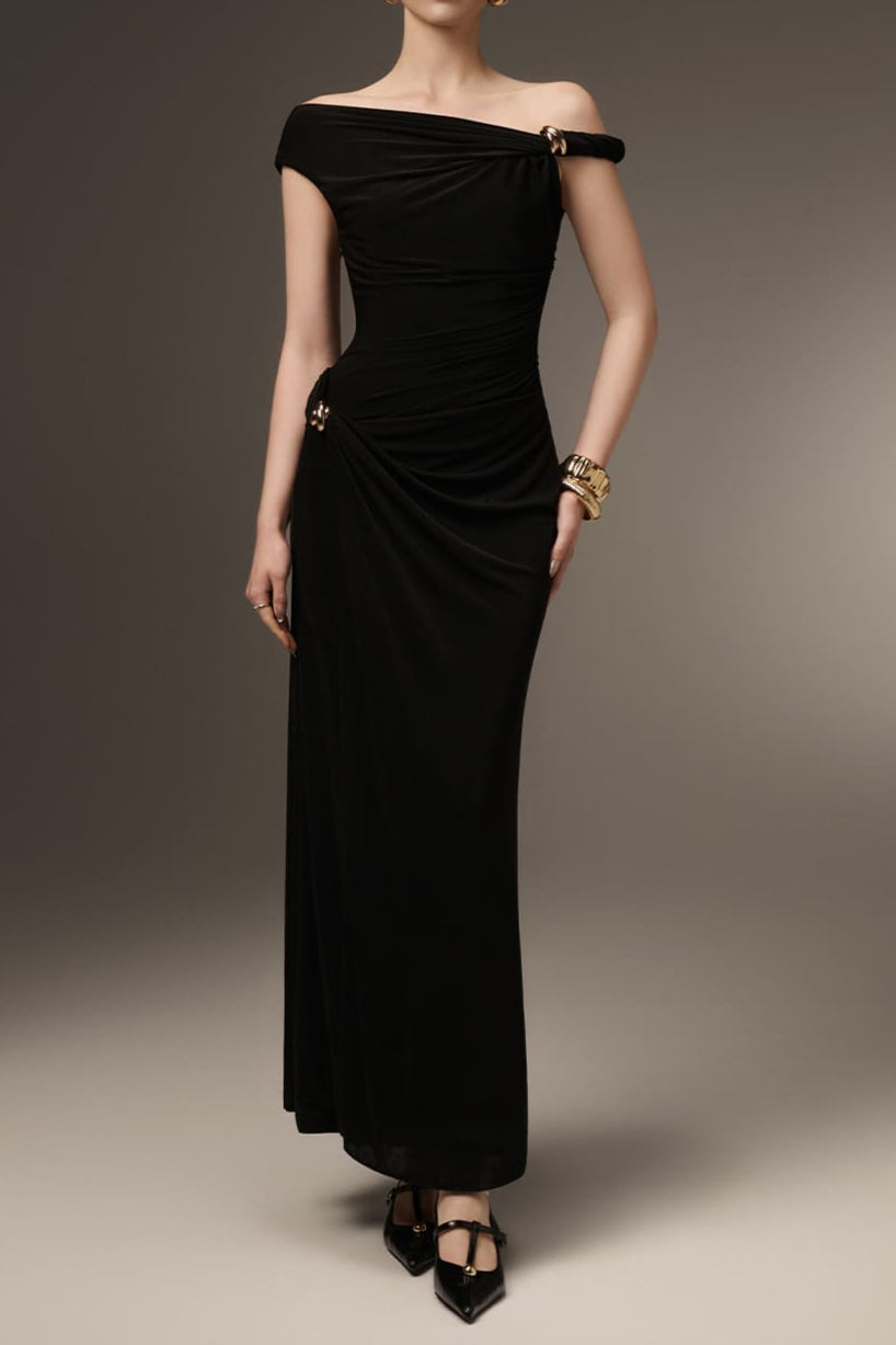 Deline Sheath Gathered Spandex Ankle Length Dress Avalabel