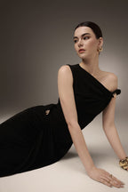Deline Sheath Gathered Spandex Ankle Length Dress Avalabel