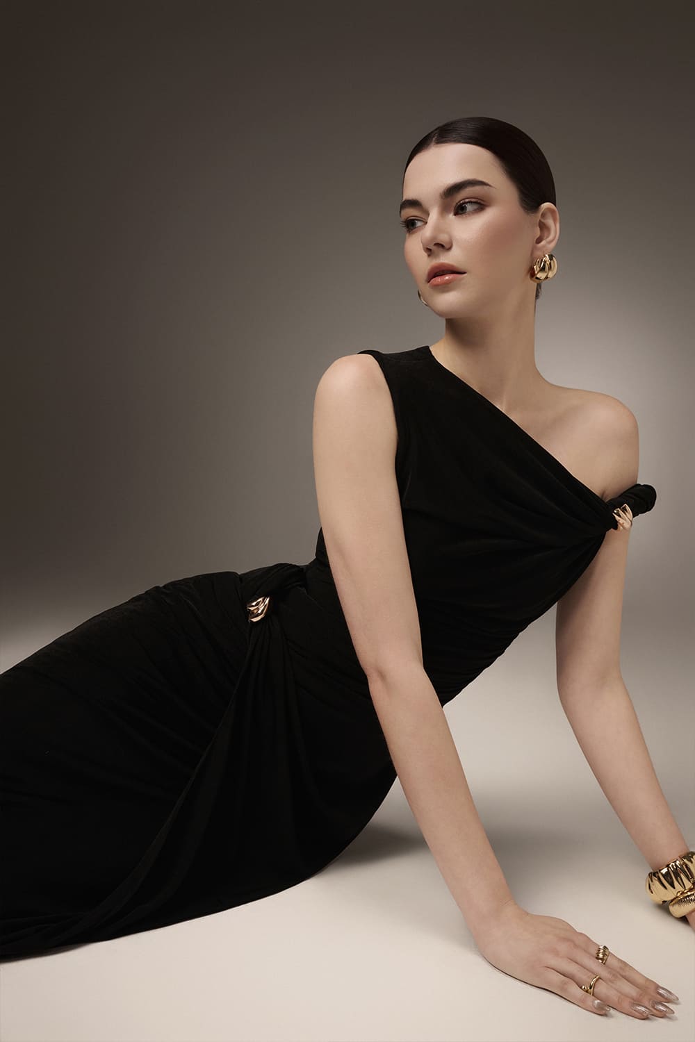 Deline Sheath Gathered Spandex Ankle Length Dress Avalabel