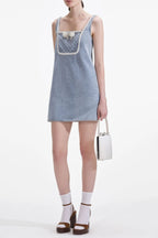 Light Blue Denim Bow Mini Dress Avalabel