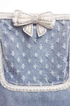 Light Blue Denim Bow Mini Dress Avalabel