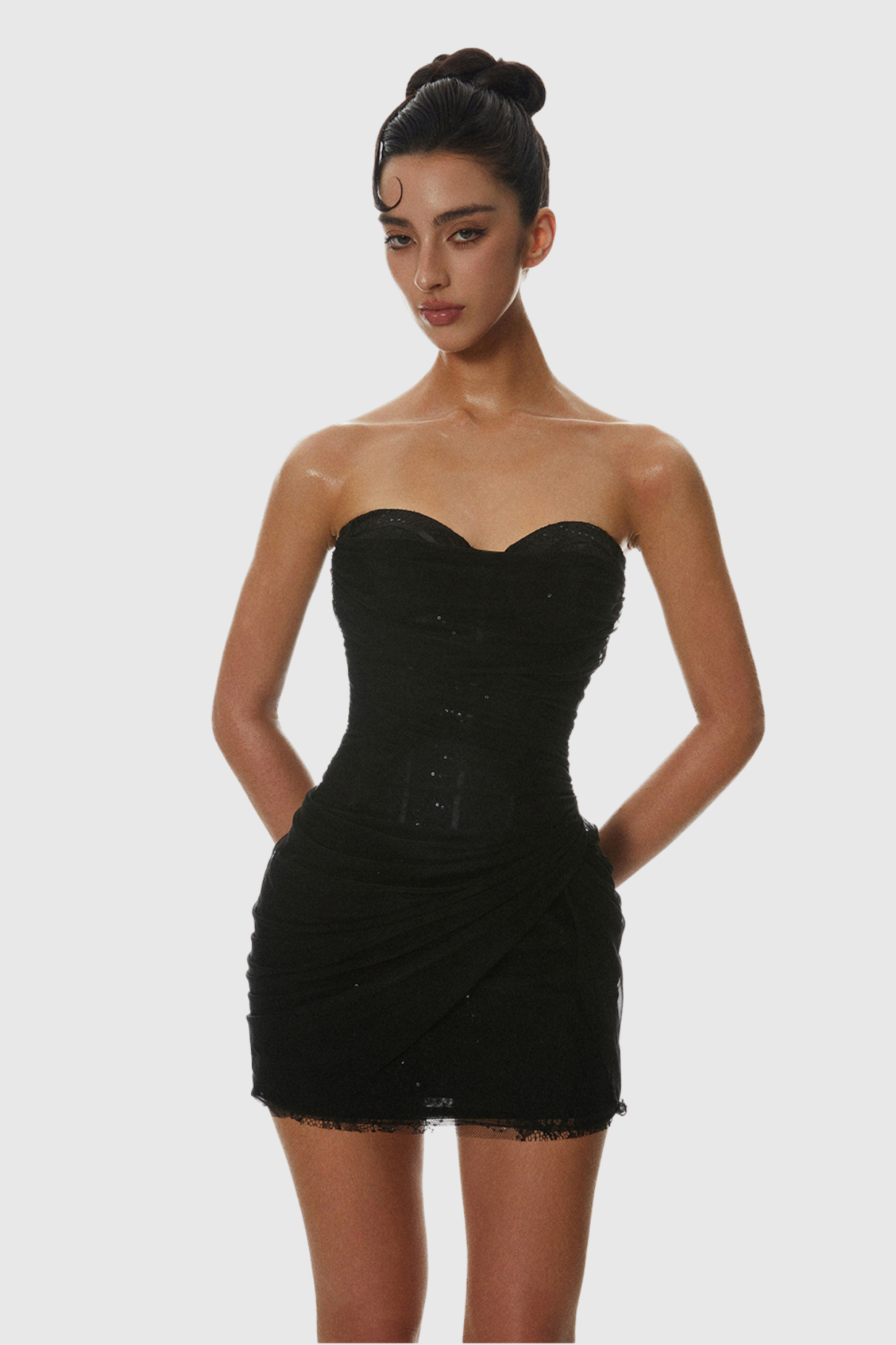 Liserre Sequin Strapless Corset Ruched Mini Dress Avalabel