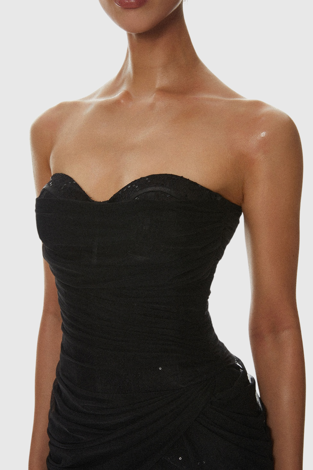 Liserre Sequin Strapless Corset Ruched Mini Dress Avalabel