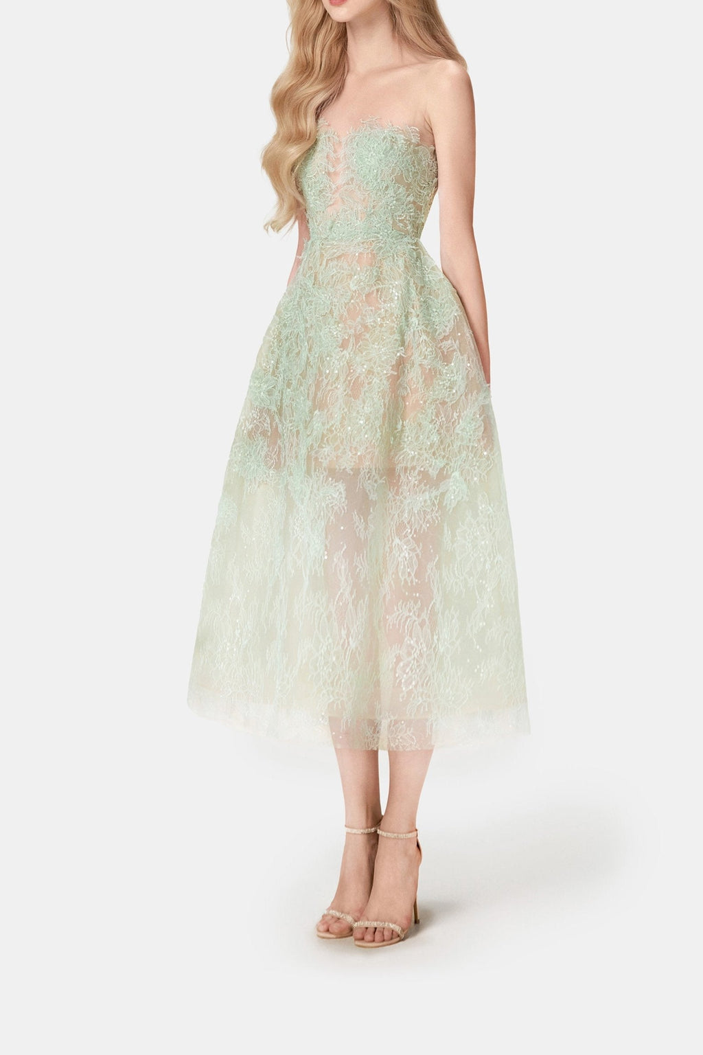 Mint Beaded Lace Dress Avalabel