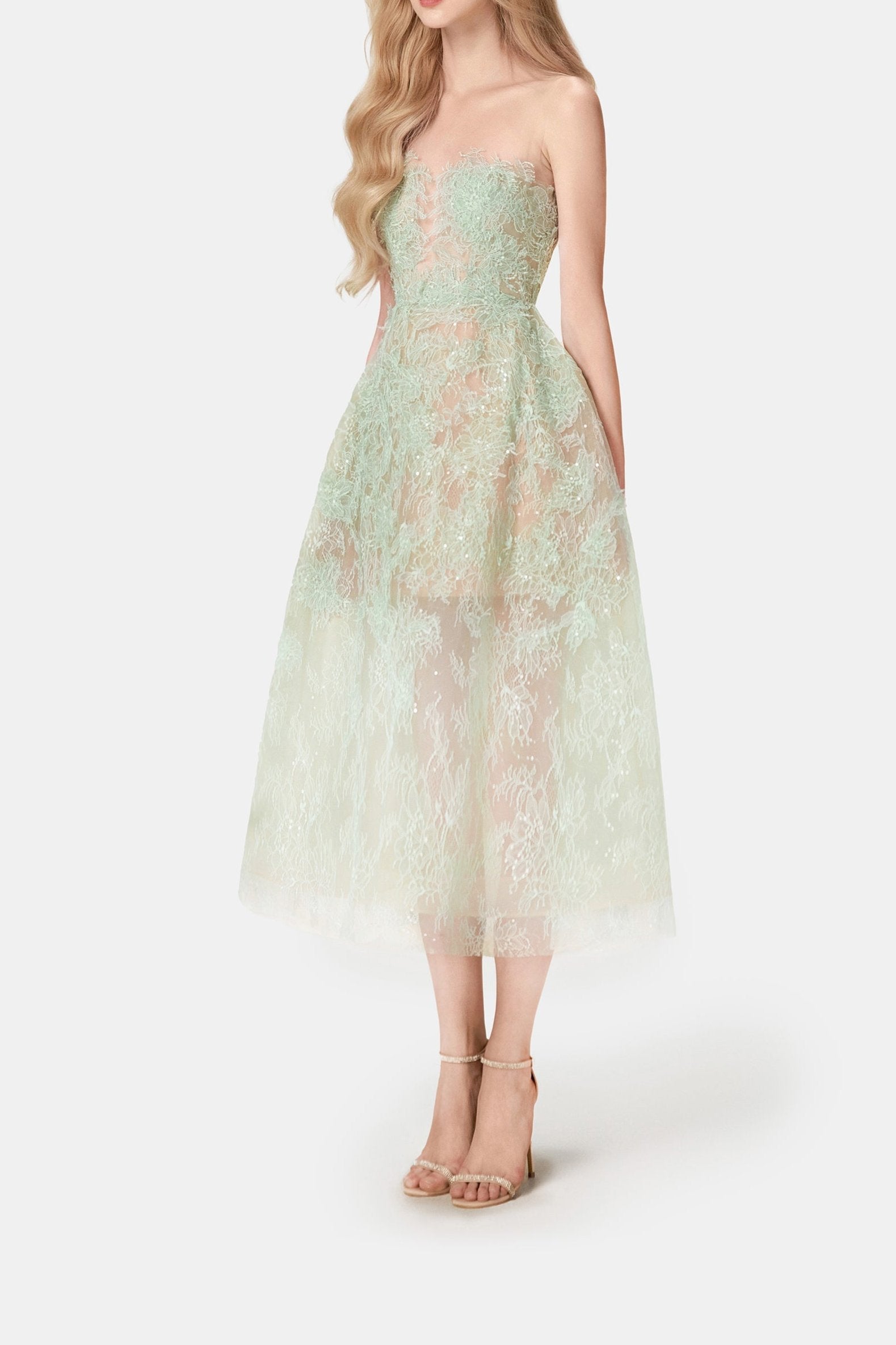 Mint Beaded Lace Dress Avalabel