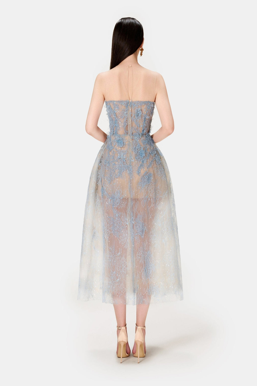 Blue Beaded Lace Dress Avalabel