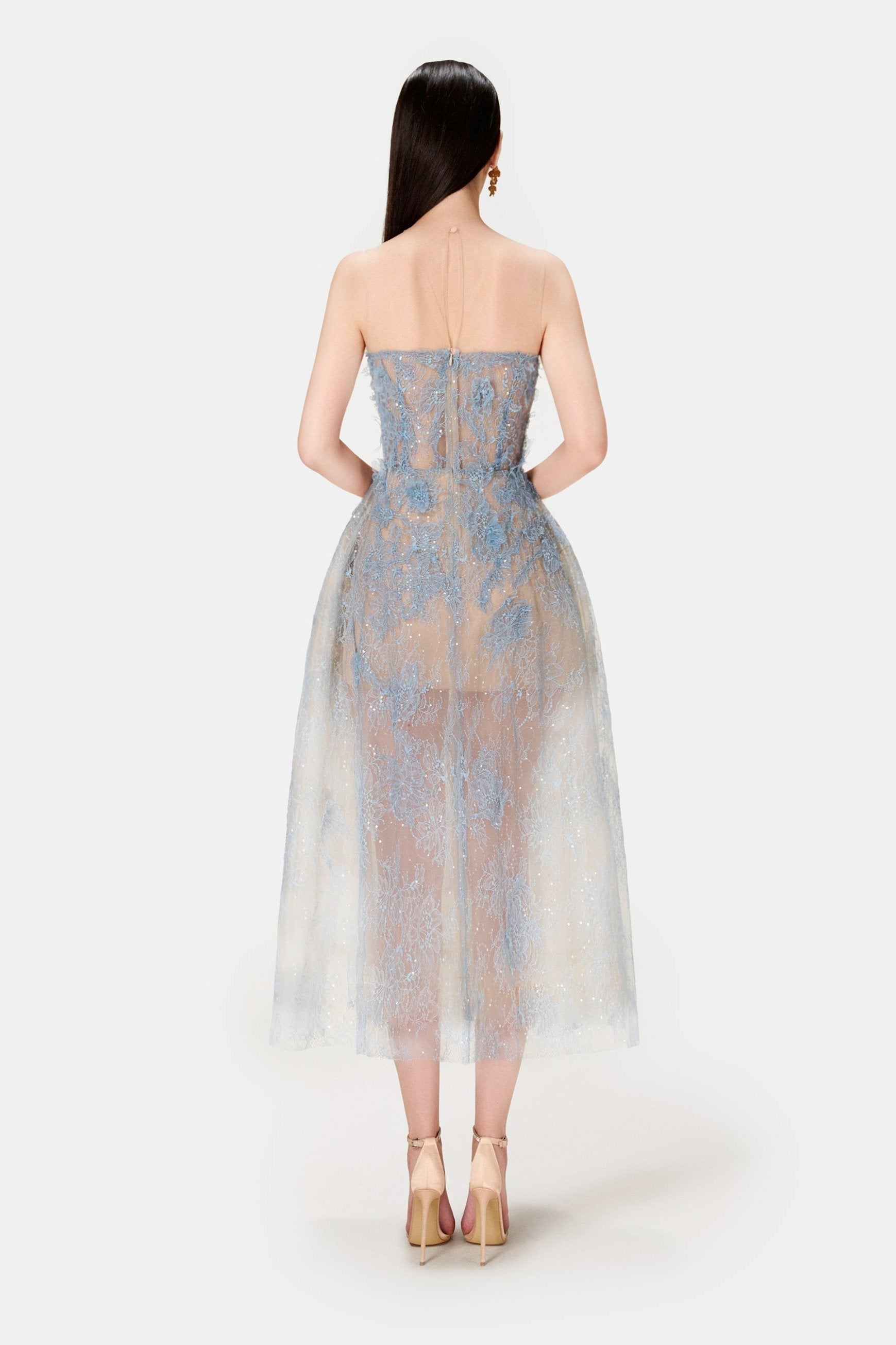 Blue Beaded Lace Dress Avalabel