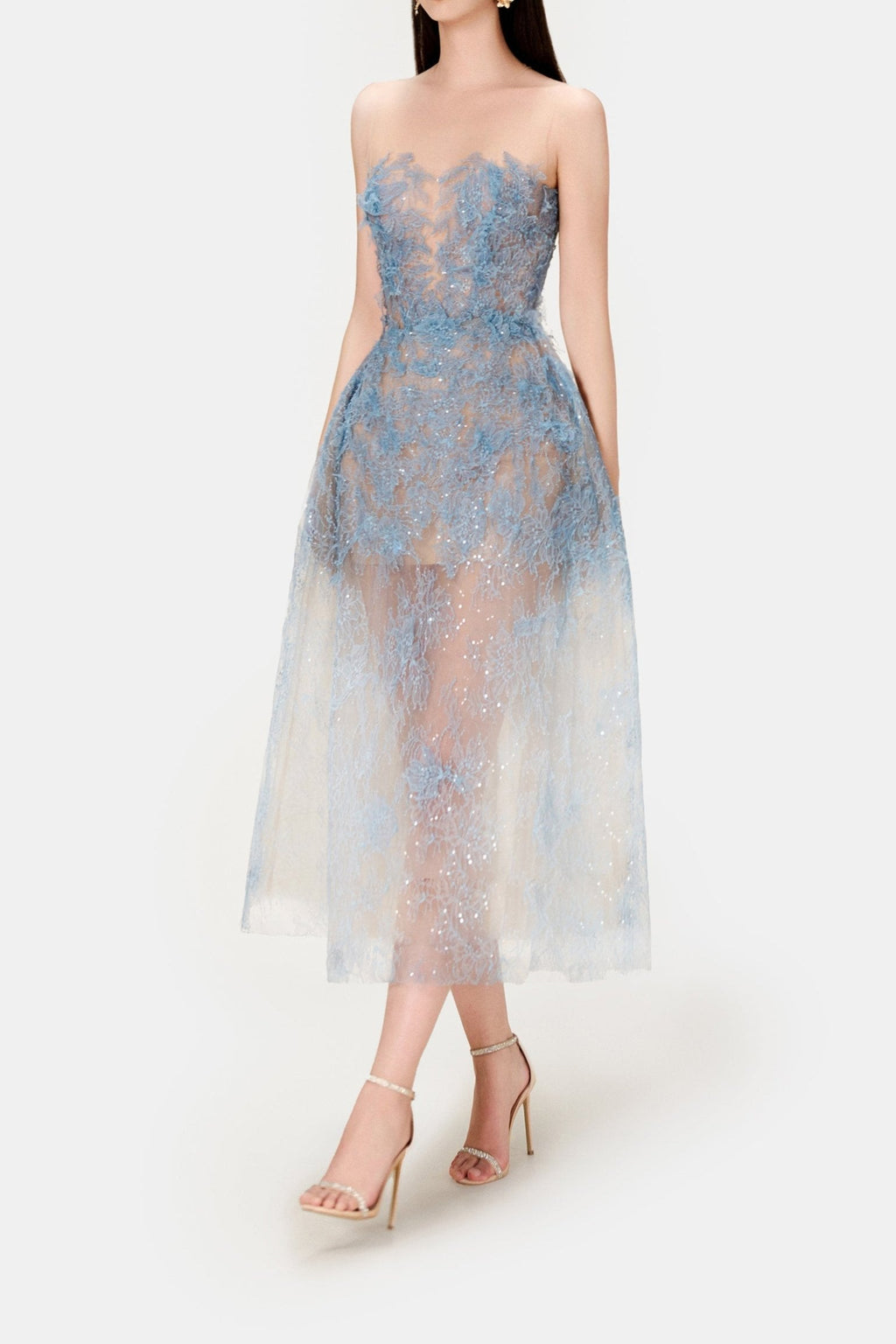 Blue Beaded Lace Dress Avalabel