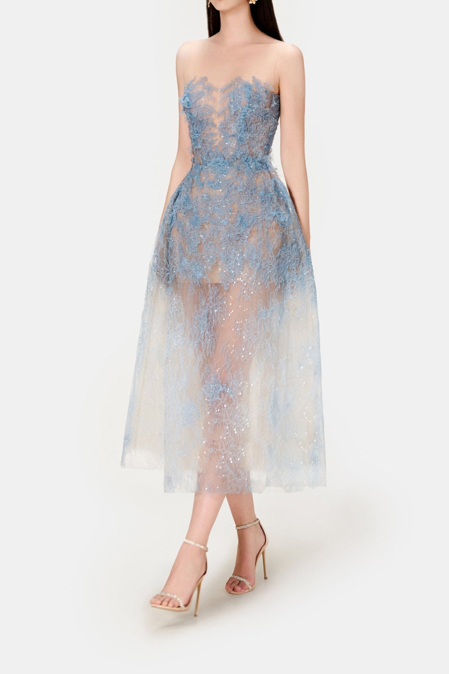 Blue Beaded Lace Dress