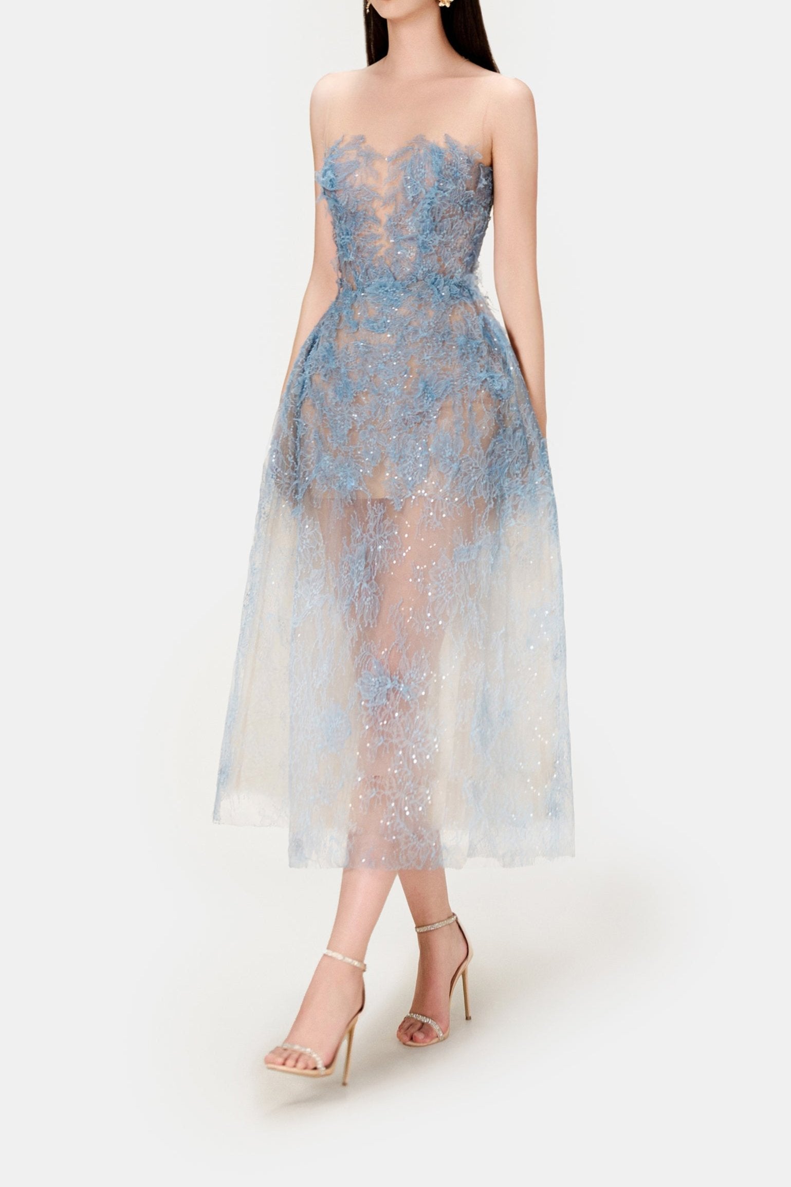 Blue Beaded Lace Dress Avalabel