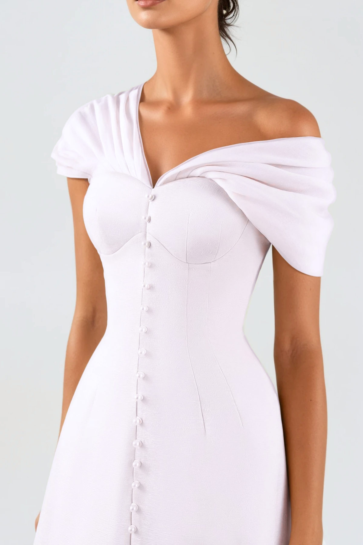 Luzasa Off Shoulder Buttoned Mini Dress - Pink Avalabel
