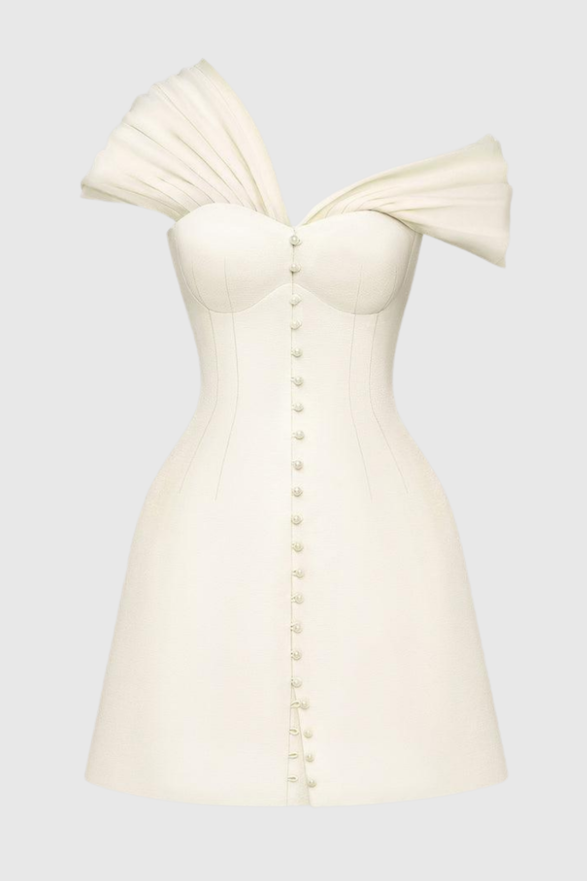 Luzasa Off Shoulder Buttoned Mini Dress - White Avalabel