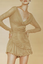 Lyre Mesh Shirred Mini Dress Avalabel