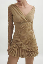 Lyre Mesh Shirred Mini Dress Avalabel